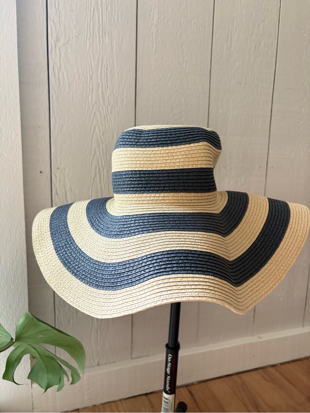 Target Navy and Natural Striped Wide-Brim Straw Sun Hat